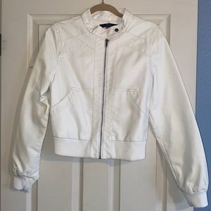 Faux white leather jacket